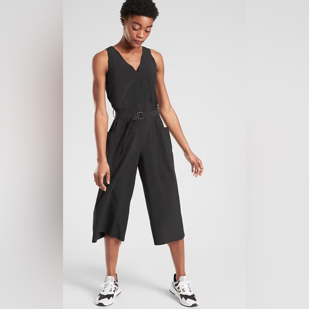 Athleta Sarasota Jumpsuit Black Crop Jumpsuit Romper, NWT, Sz Small